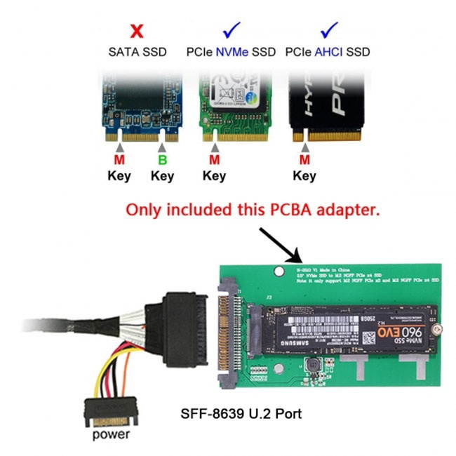 CY SFF-8639 NVME U.2 to NGFF M.2 M-key PCIe SSD Adapter for Mainboard Replace SA-211