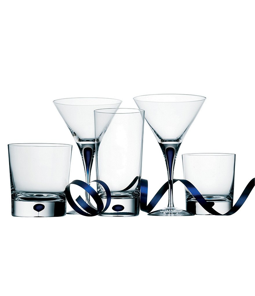 Orrefors Intermezzo Blue Drop Double Old Fashioned Glass, Set of 2