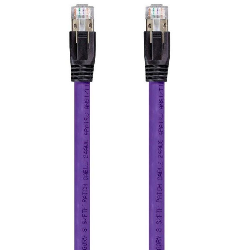 Monoprice Cat8 24AWG S/FTP Ethernet Network Cable - 3 Feet - Purple | 2GHz, 40Gbps, LAN RJ45 For Modem, Router, Switches, Laptop - Entegrade Series