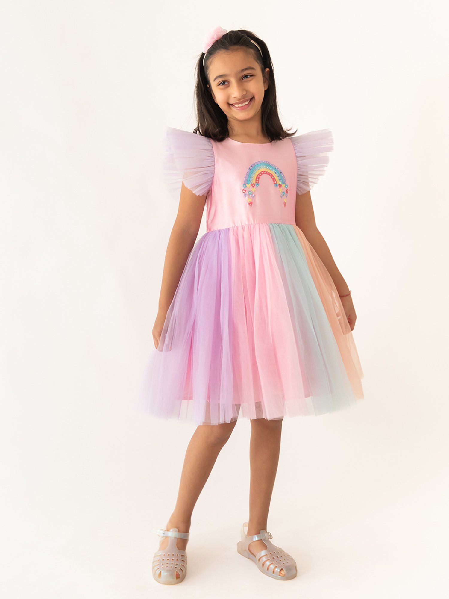 A Little Fable Kids Multicolor Embellished Dress