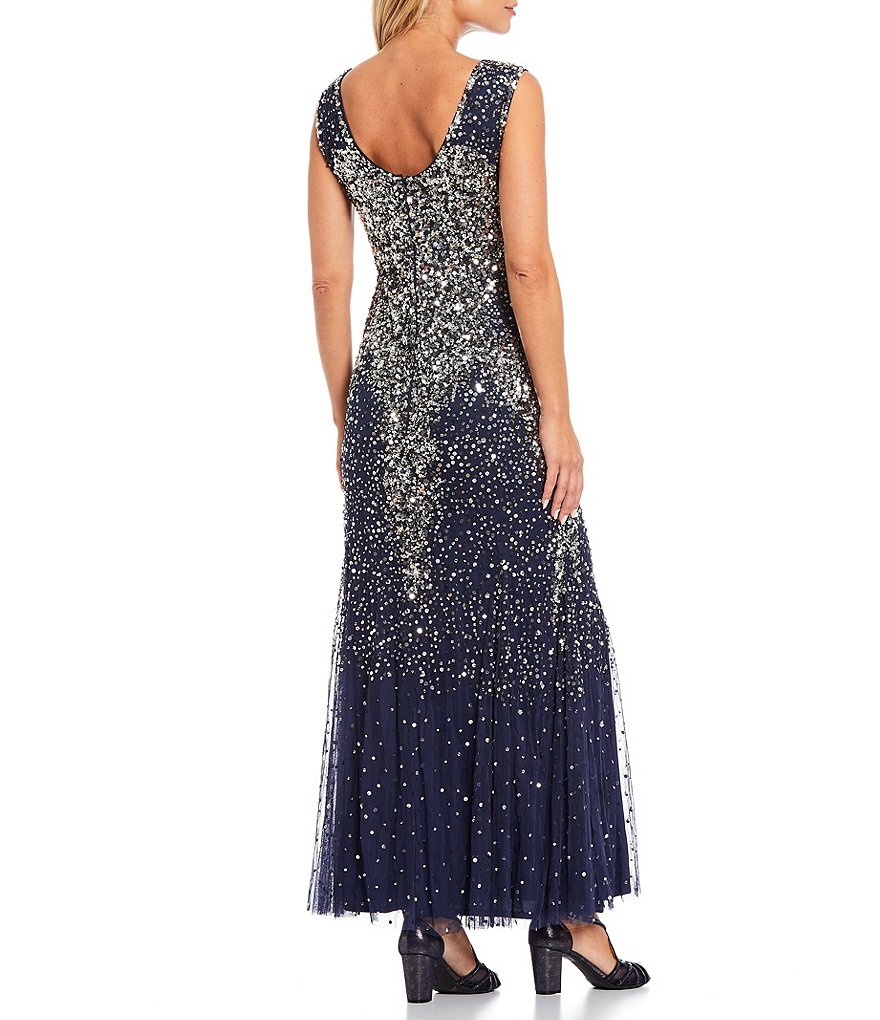 Pisarro Nights V-Neck Sleeveless Sequin Long Mermaid Gown