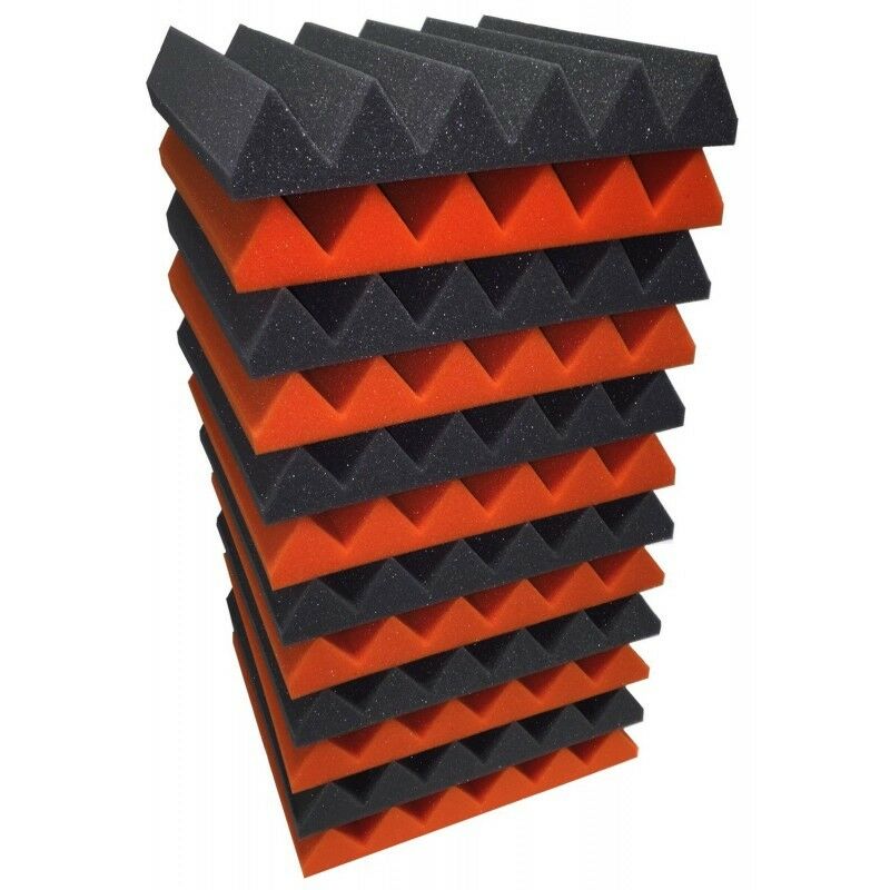 2" Orange and Black Acoustic Wedge Soundproofing Studio Tiles 12 pack