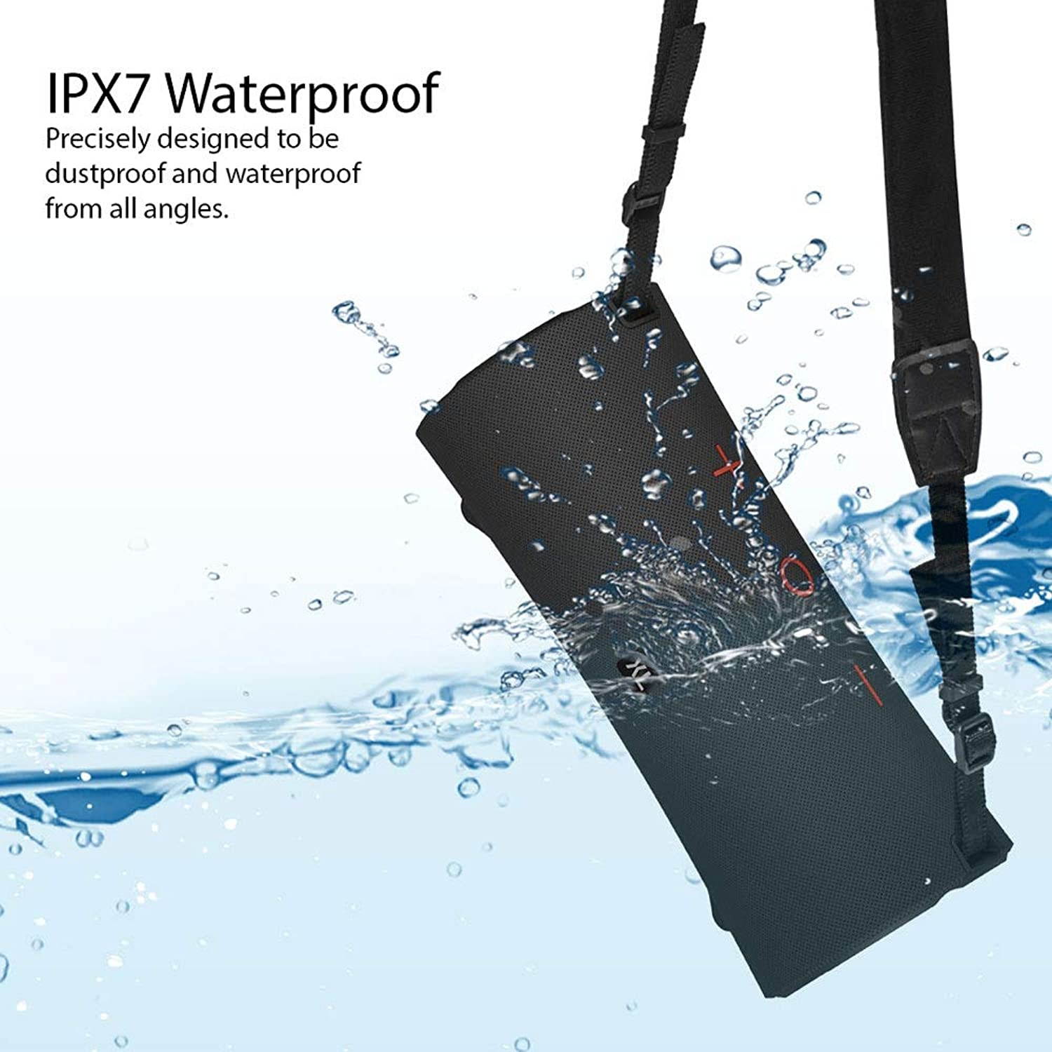 VisionTek SoundTube XL Bluetooth 4.2 Wireless Speaker - IPX7 Waterproof Rating, 40 Watts Stereo Sound, 30ft Range, Dual Speaker Stereo, 7+ Hours Playtime, Indoor/Outdoor (901314)