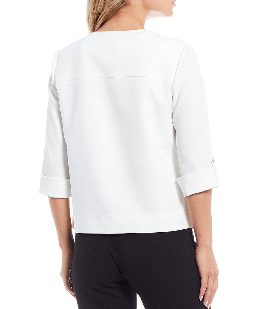 Kasper Petite Size Rolled Sleeve Snap Front Jacket
