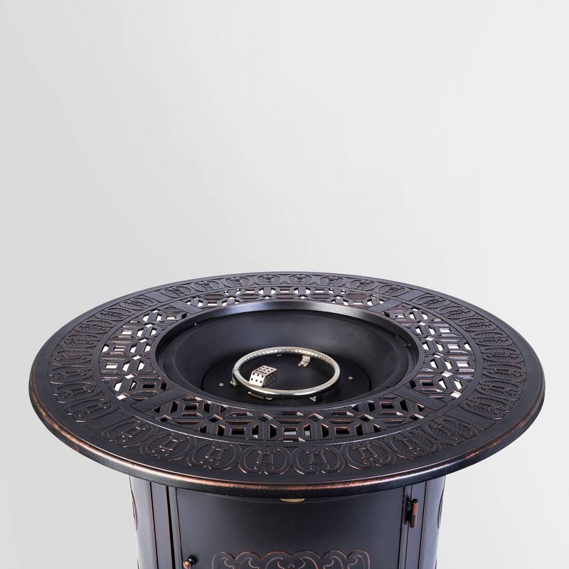 Dynasty Round Cast Aluminum LPG Fire Pit - Antique Bronze - Fire Sense