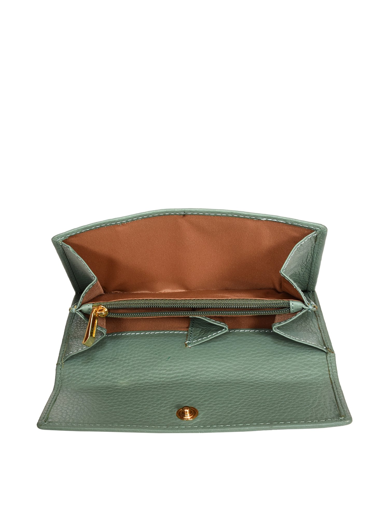 SASSORA Green Solid Rfid Bi-Fold Wallet for Women
