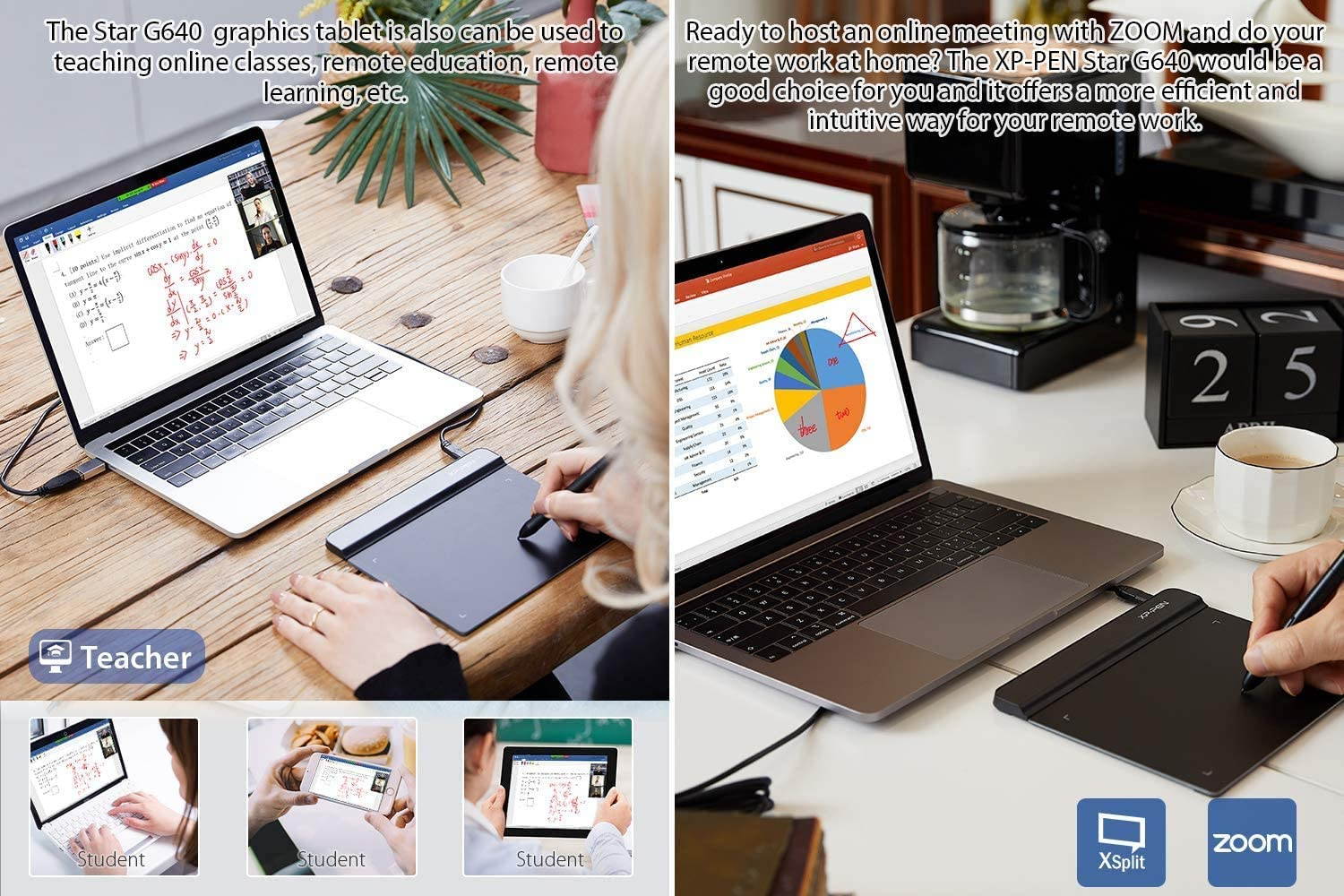 XP-PEN StarG640 6x4 Inch Ultrathin Tablet Drawing Tablet Digital Graphics Tablet with 8192 Levels Battery-Free Stylus Compatible with Chromebook-Rev B (for Drawing and E-Learning/Online Classes)