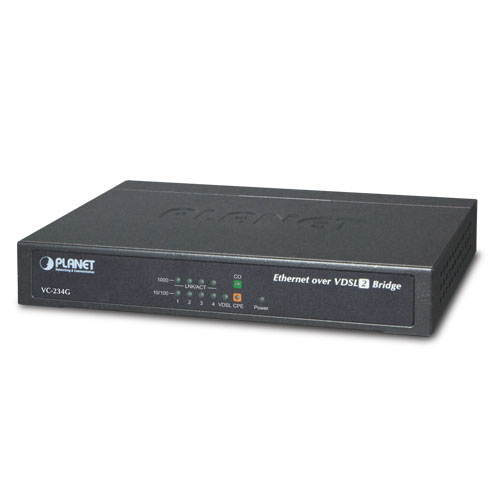 Planet VC-234G 4-Port 10/100/1000T Ethernet to VDSL2 Converter/Bridge 30a profile w/ G.vectoring, RJ11