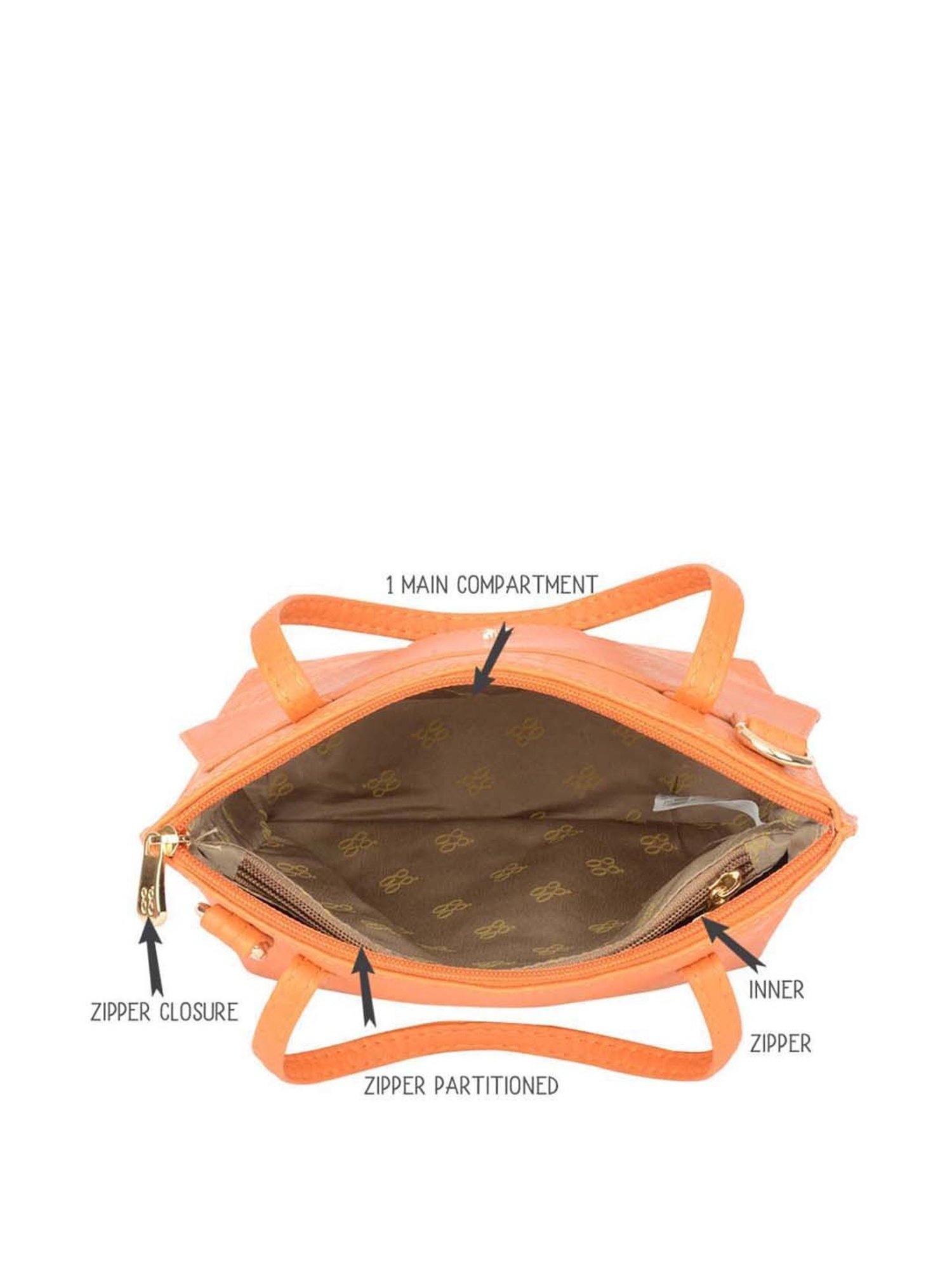 Baggit Orange Textured Small Tote Handbag