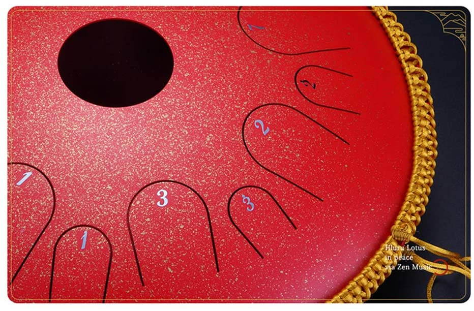 LOYALHEARTDY Butterfly Drum 14-Inch Steel Tongue Drummer Drum C Major 14-Note Manual Percussion Instrument Tongue Drum Pot With Rope Decoration And Mallet Bag Sheet Music (Red)