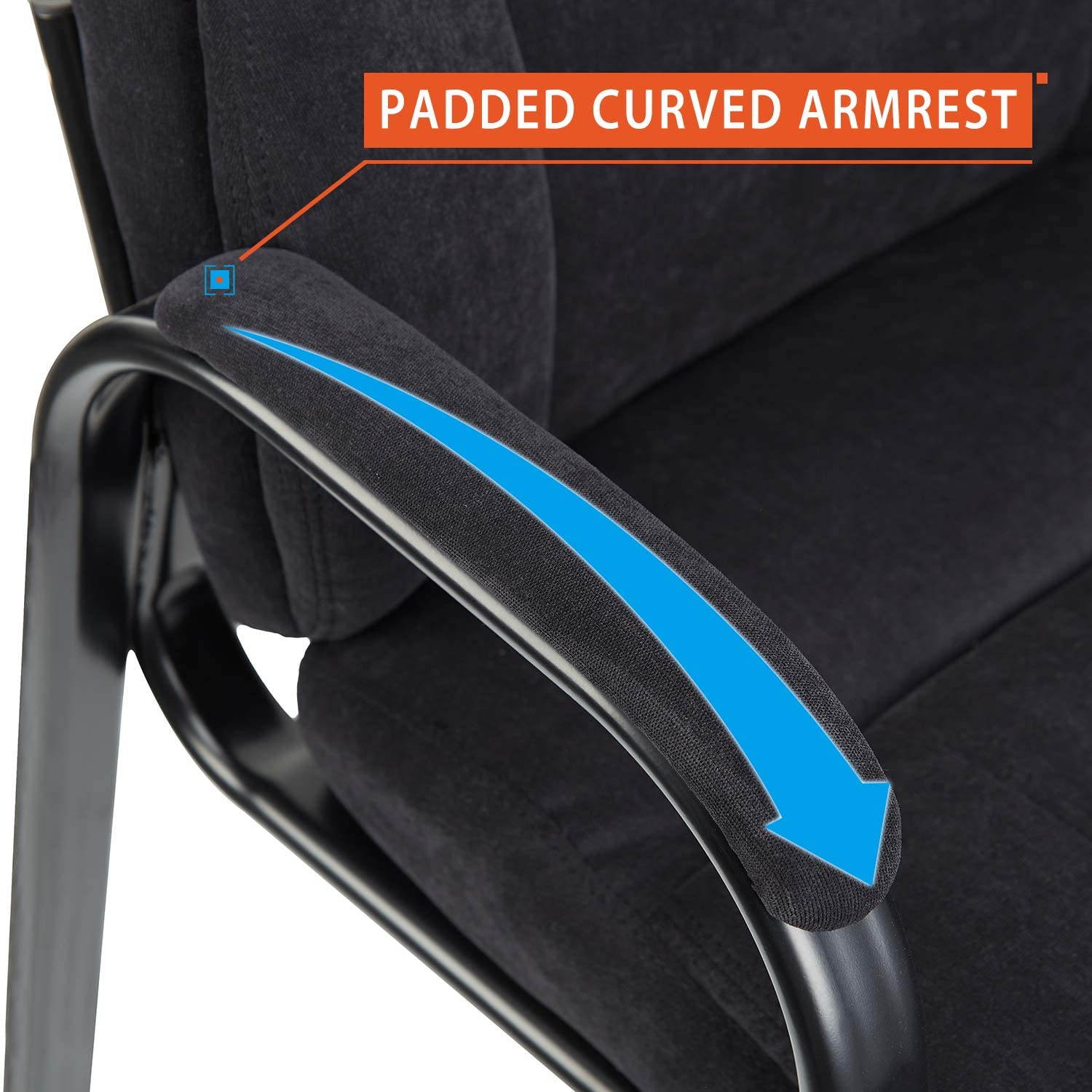 Upholstered Guest Chair with Padded Arm Rest for Reception Meeting Conference and Waiting Room Side Office Home Black