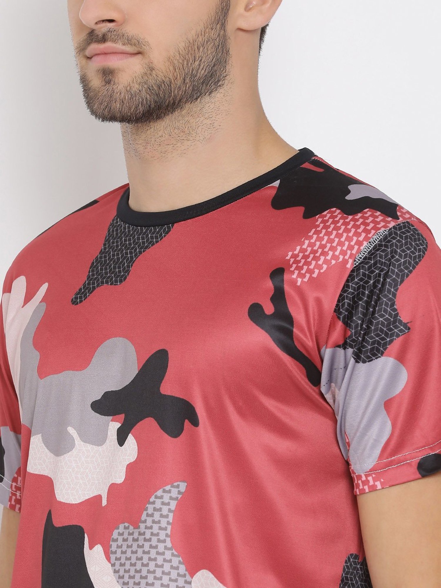 Hangup Plus Red Regular Fit Printed Crew T-Shirt