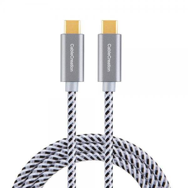 USB Type C-C Cable , CableCreation 6.6FT Braided USB 2.0 Type C (USB-C) to Type C Data Charging Cable(3A), for New Macbook 12 inches, Chromebook Pixel, Nexus 5/6p, Lumia 950/950XL & more (Gray)
