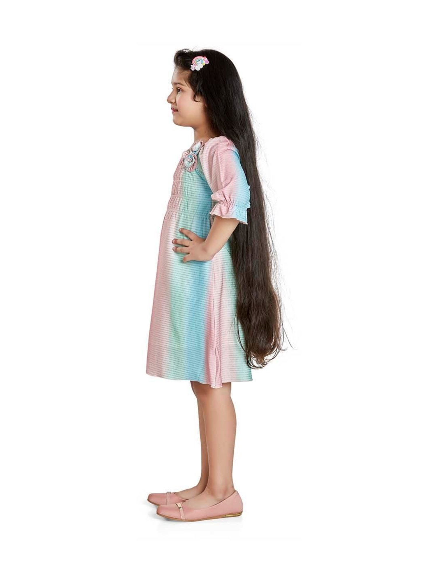 Peppermint Kids Pink & Blue Striped Dress