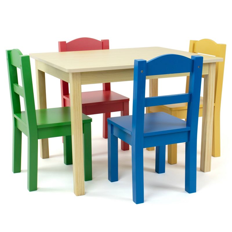 5pc Primary Collection Wood Table and Chairs Set Natural - Humble Crew