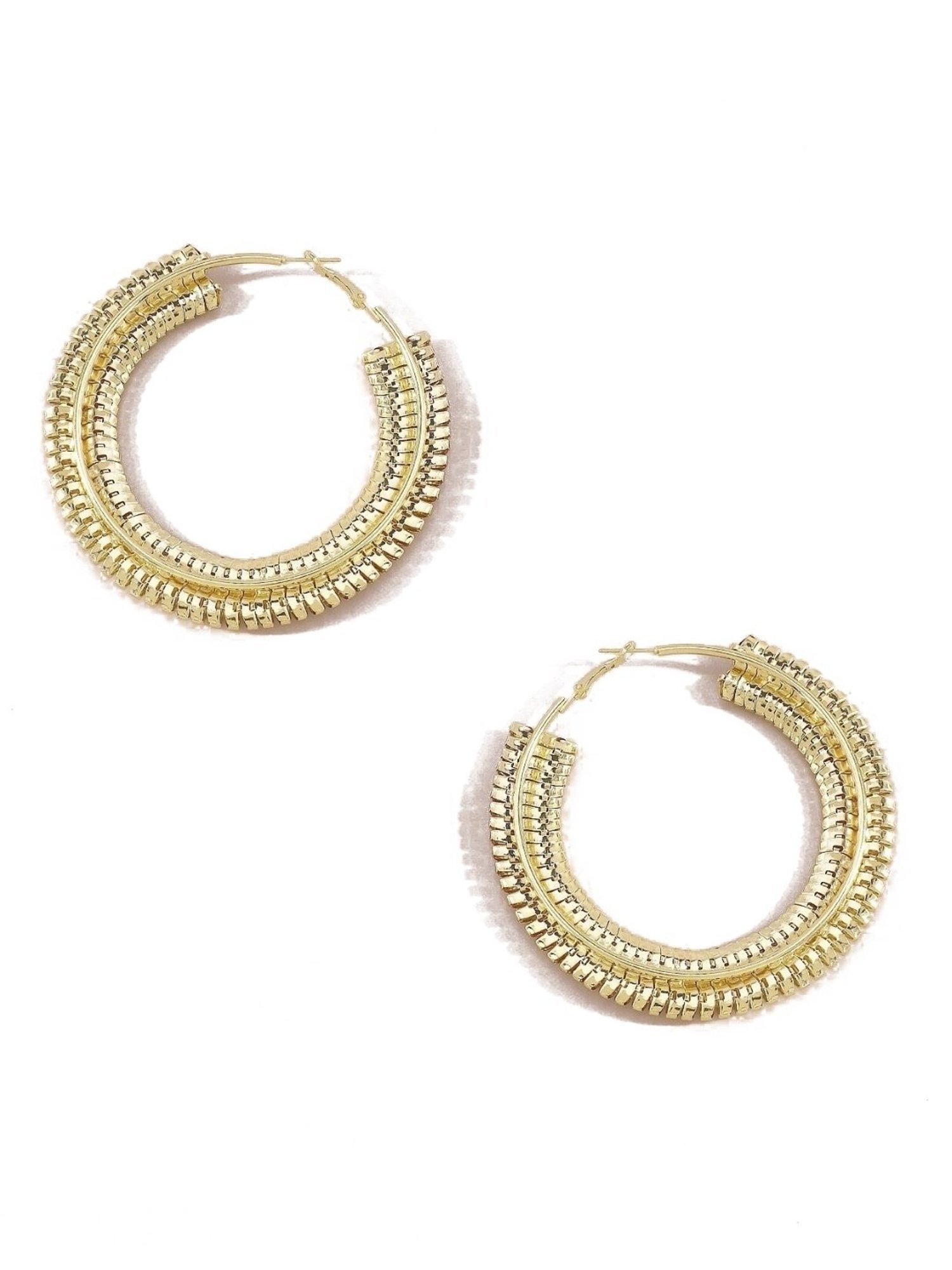 OOMPH Golden Tone Big Statement Party Fashion Full Hoop Earrings for Women