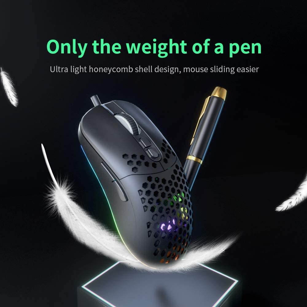 CYD C306 RGB Wired Gaming Mouse USB 3.0 Mouse with Side Buttons Ergonomic Design Gaming Mice Programmable Mouse Gamer Snap-Change Tracking & Shootout RGB Gaming Mouse - DPI 7200