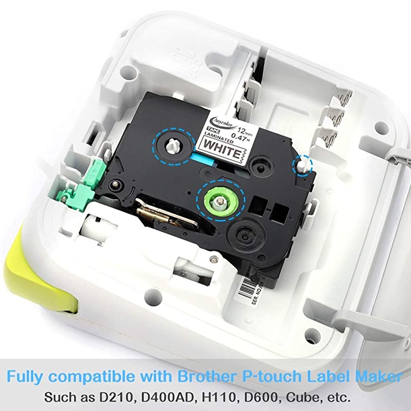 Compatible Label Tape Replacement for Brother Ptouch TZe Label Tape 12mm 047 Inch Laminated TZe231 TZe931 TZe431 TZe531 TZe631 TZe731 for Ptouch PTD210 PTH110 PTD400 Label Maker 6Pack
