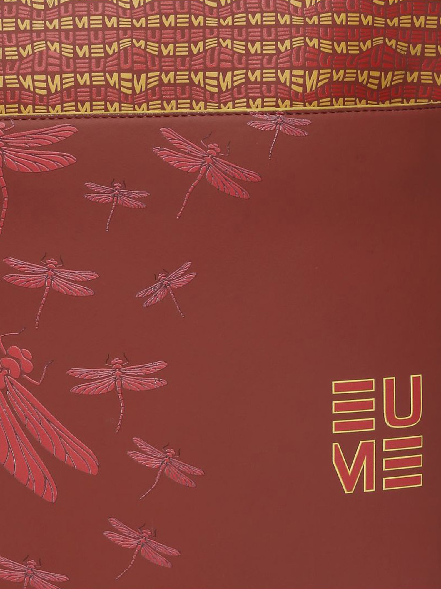 Eume Dragonfly Hot Sauce Red Leather Printed Backpack