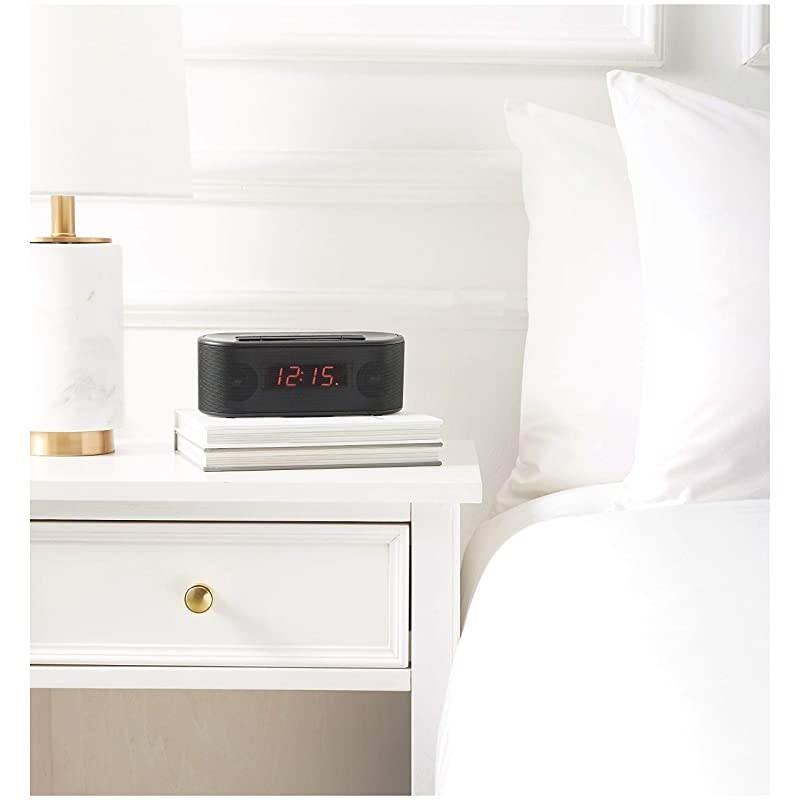 Basics Alarm Clock with FM Radio USB Charging Port and Bluetooth