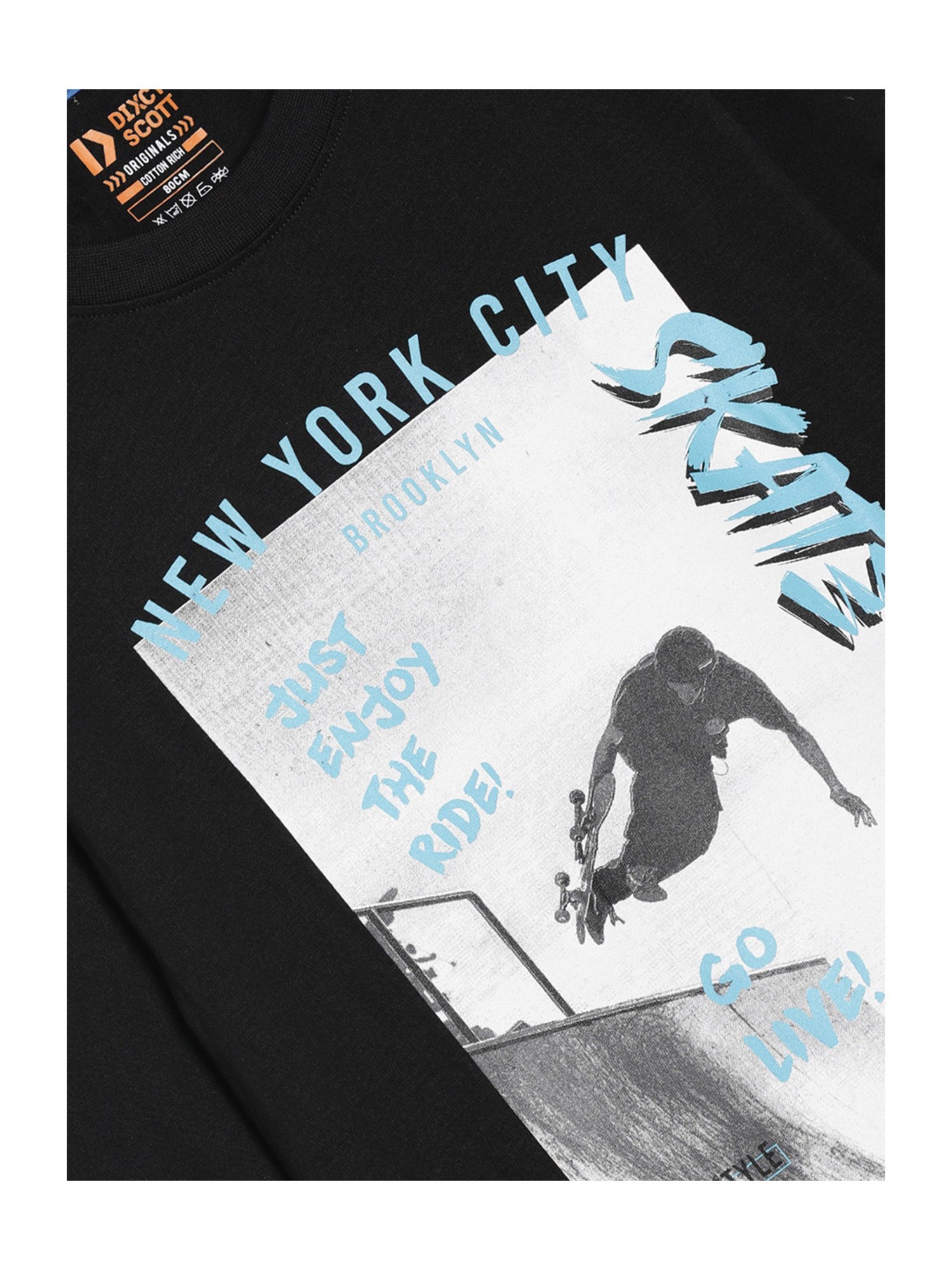 Dixcy Scott Originals Kids Black Printed Full Sleeves T-Shirt