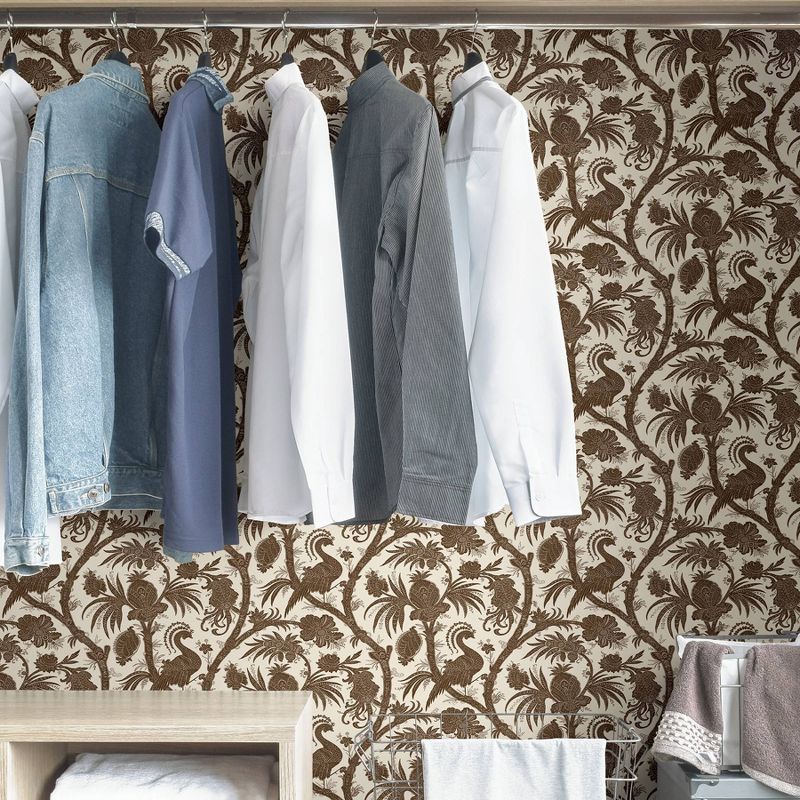 Brewster Java Balinese Peacock Scalamandre Self Adhesive Wallpaper