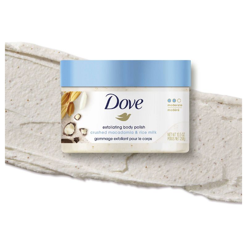 Dove Crushed Macadamia & Rice Milk Exfoliating Body Polish Scrub - 10.5oz