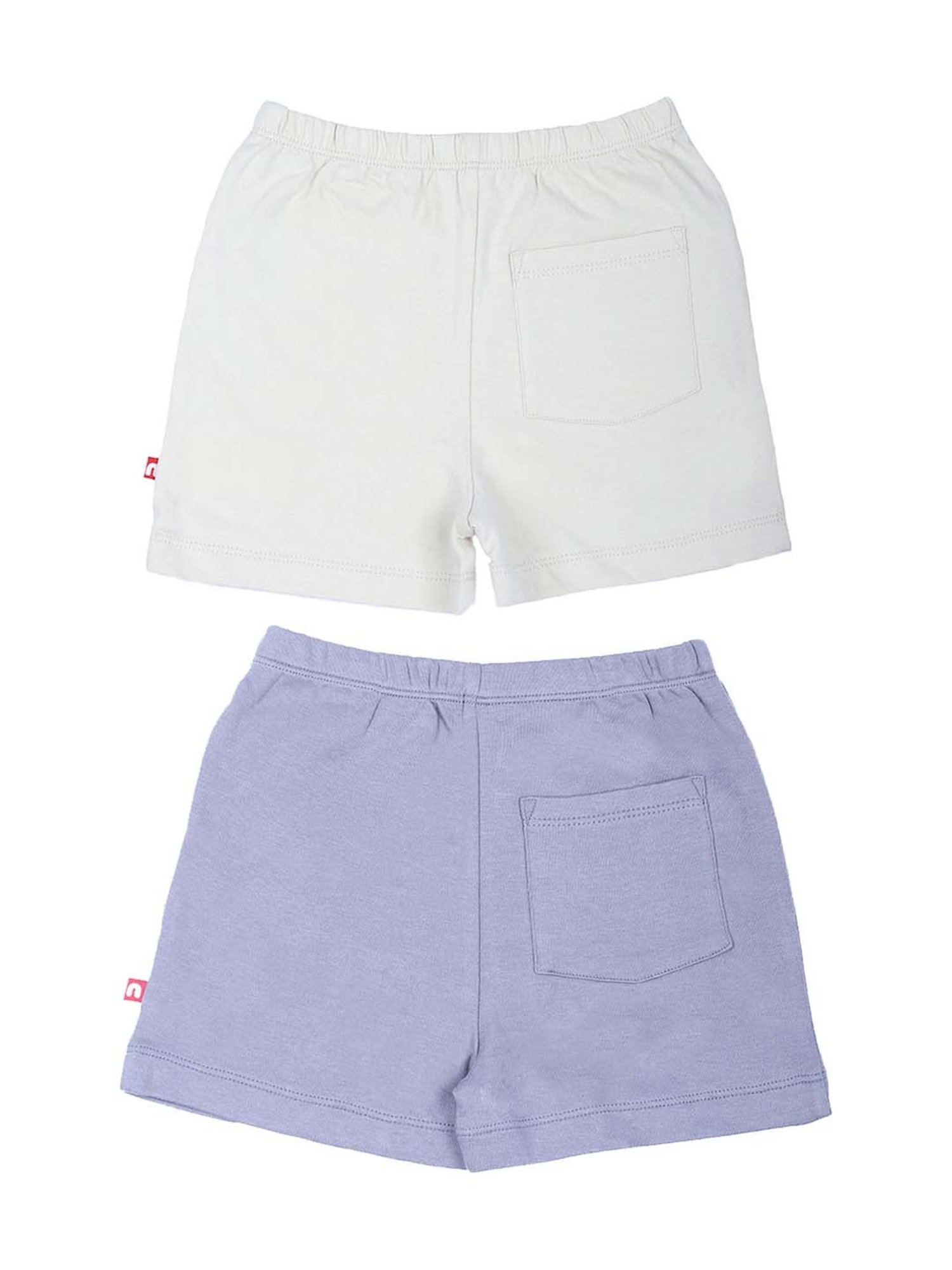 Nino Bambino Kids Blue & White Cotton Regular Fit Shorts (Pack of 2)