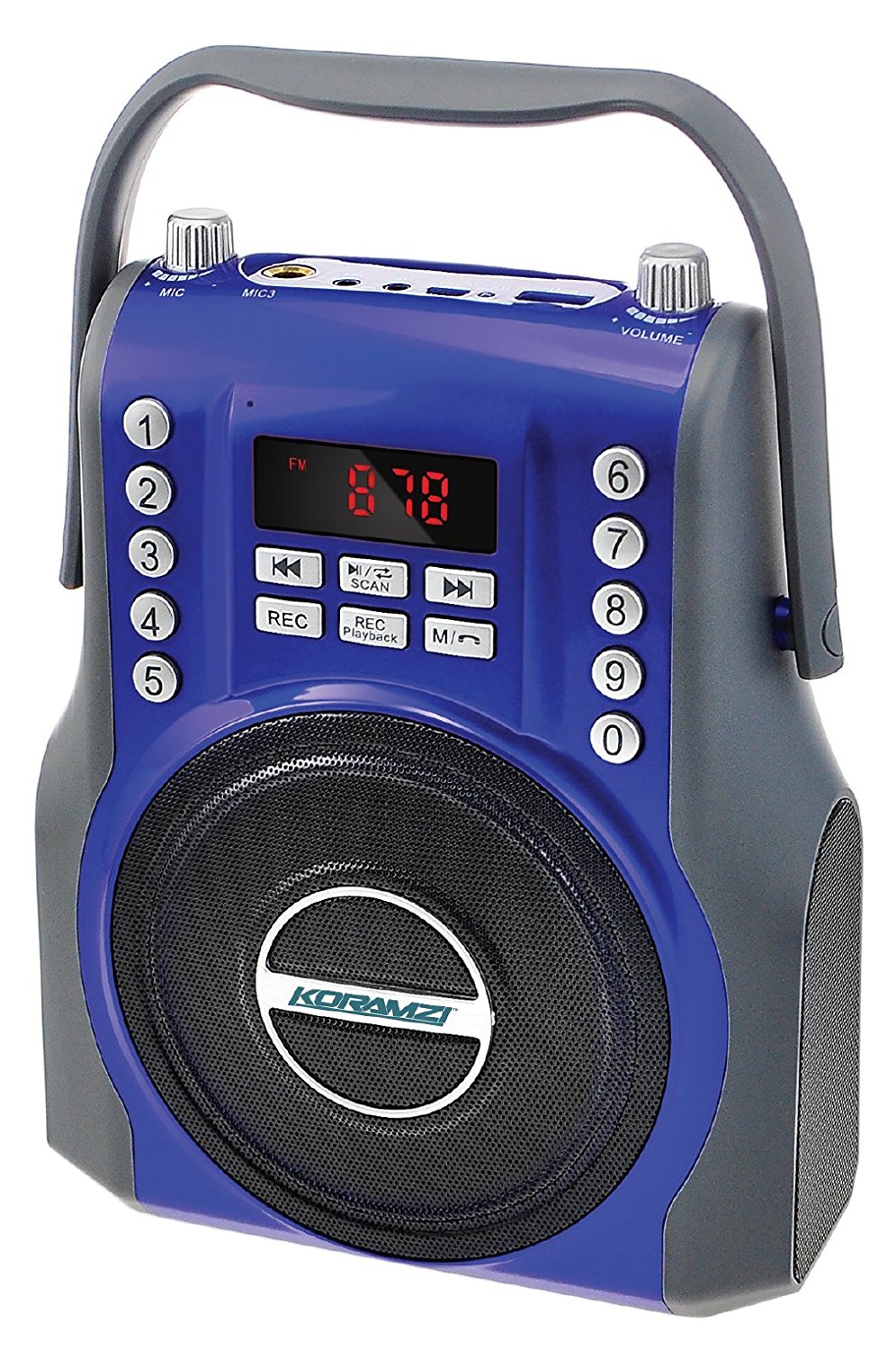 KORAMZI  Karaoke Portable Rechargeable Boombox with Bluetooth, FM Radio, AUX In (Red) KS-200RD
