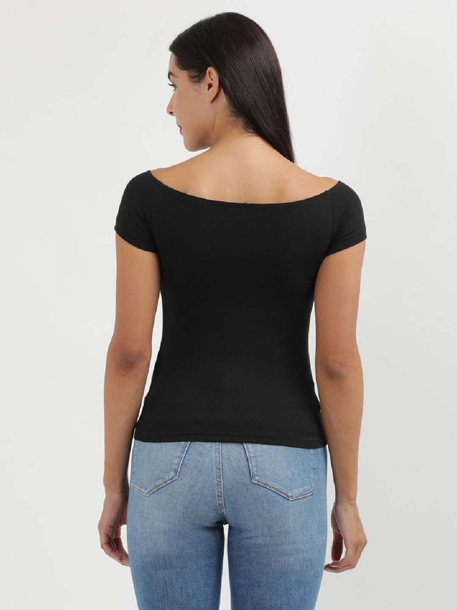 CALVIN KLEIN Black Cotton Logo Print Top