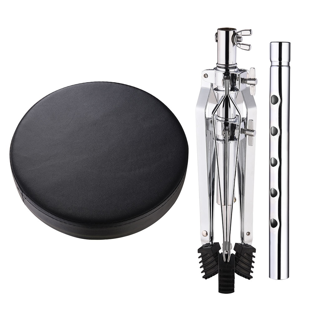 Drum Throne Padded Seat Drummer Stool Round Chair 12"-20" Adjustable Folding Stand Percussion Acc