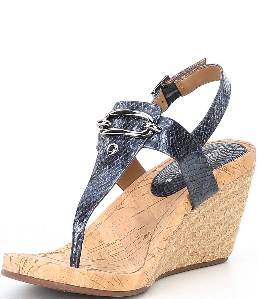 Alex Marie Burdette Snake Print Thong Espadrille Wedge Sandals