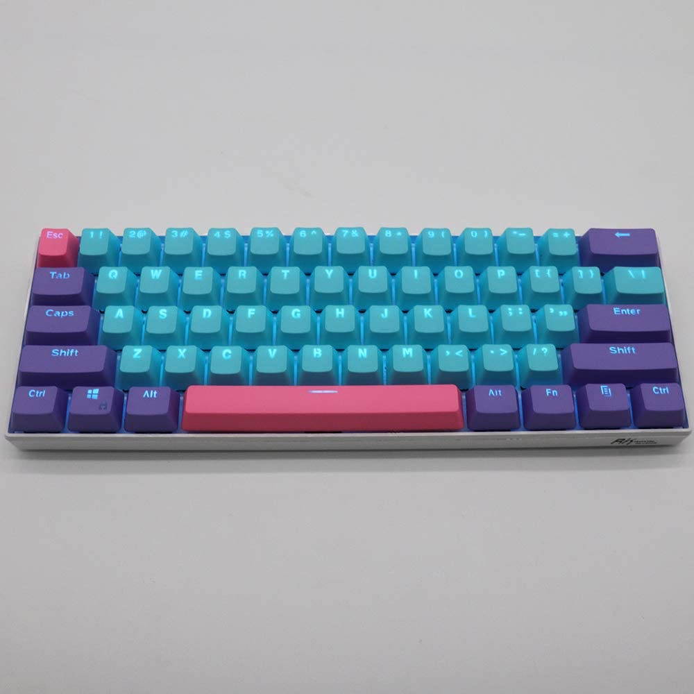 CUUWE 61 PBT Keycaps for 60 Percent Keyboard, Backlit Keycap Set for Mechanical Gaming Keyboard OEM Profile Keycaps with Key Puller for Cherry MX Switches GH60/RK61/GK61/Annie pro 2