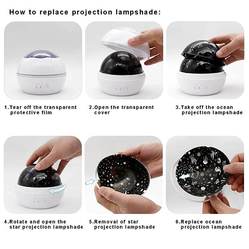 Star Projector Night Lights for Kids Led Multiple Colors 360 Degrees Rotating OceanCosmos Star Sky Night Lamp for Baby Bedroom White