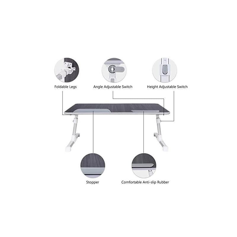 Laptop Bed Tray Table,  Adjustable Laptop Bed Stand, Portable Standing Table with Foldable Legs, Foldable Lap Tablet Table for Sofa Couch Floor - Medium Size