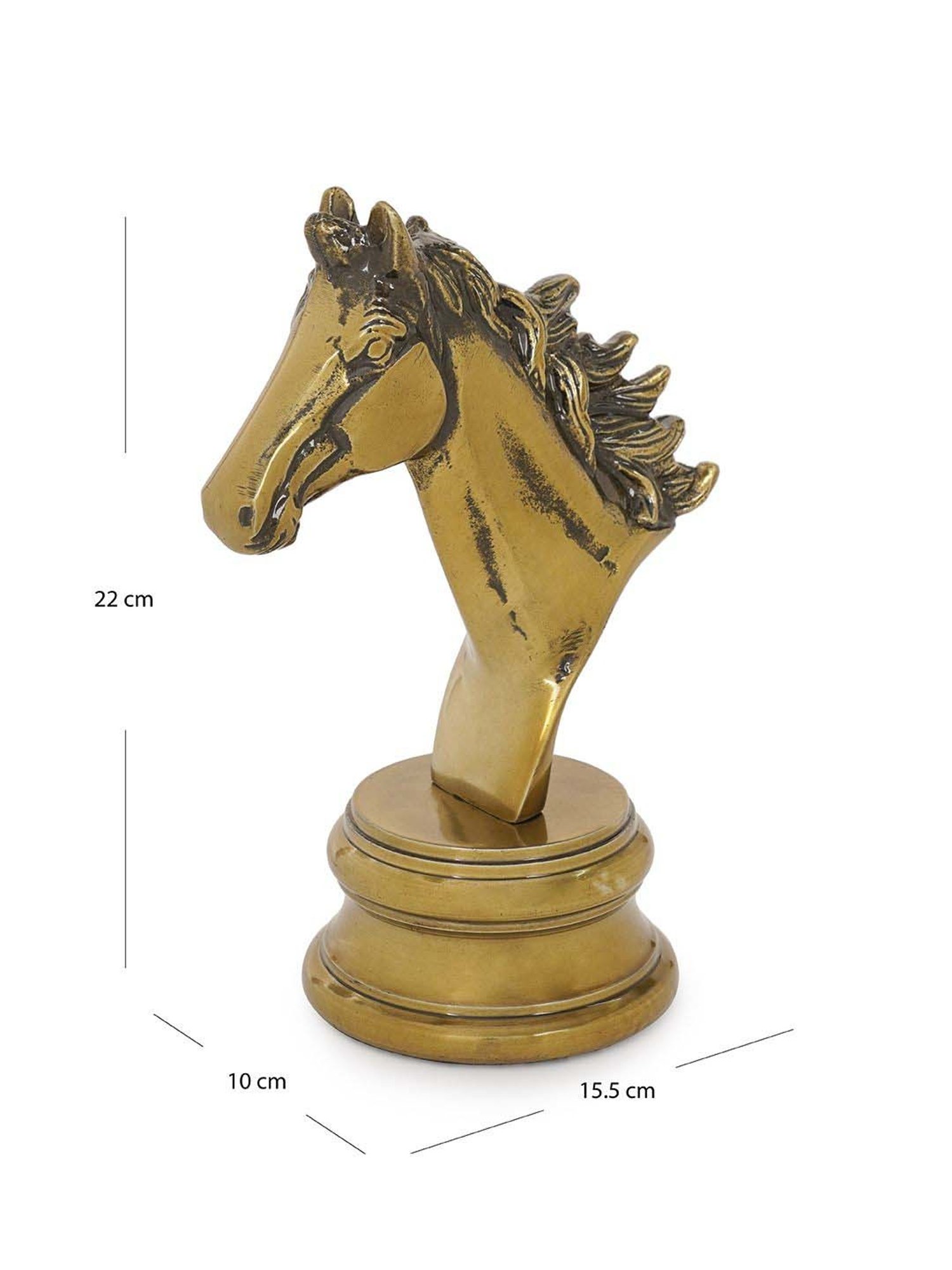 Pure Home and Living Gold Aluminium Decorative Horse Head With Base