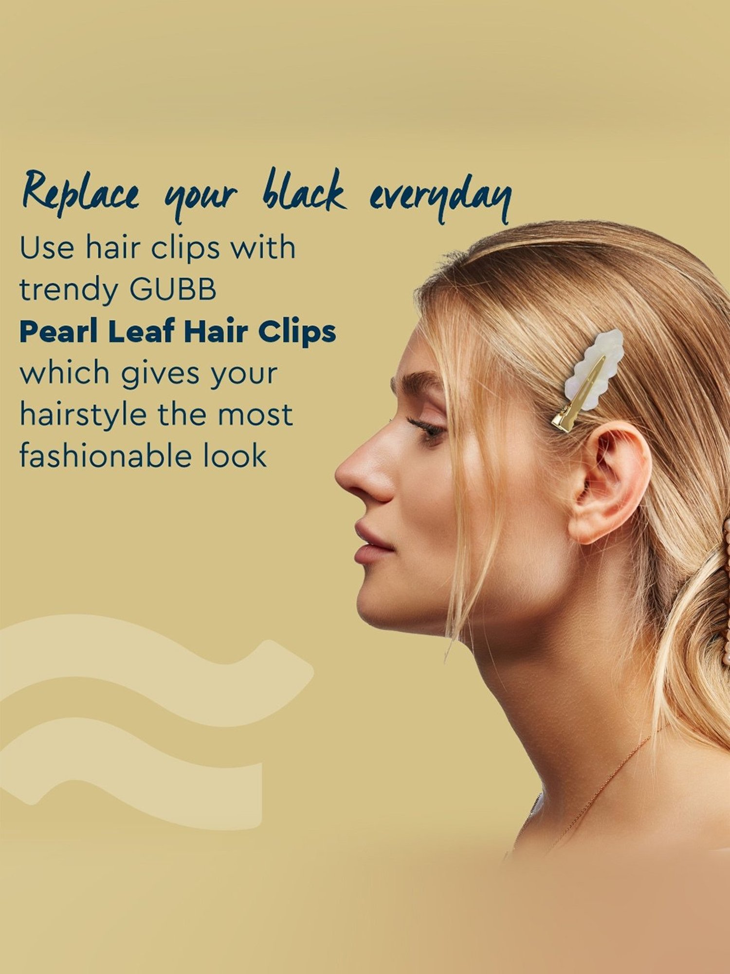 GUBB Pearl Leaf Hair Clips for Women - Pack of 2