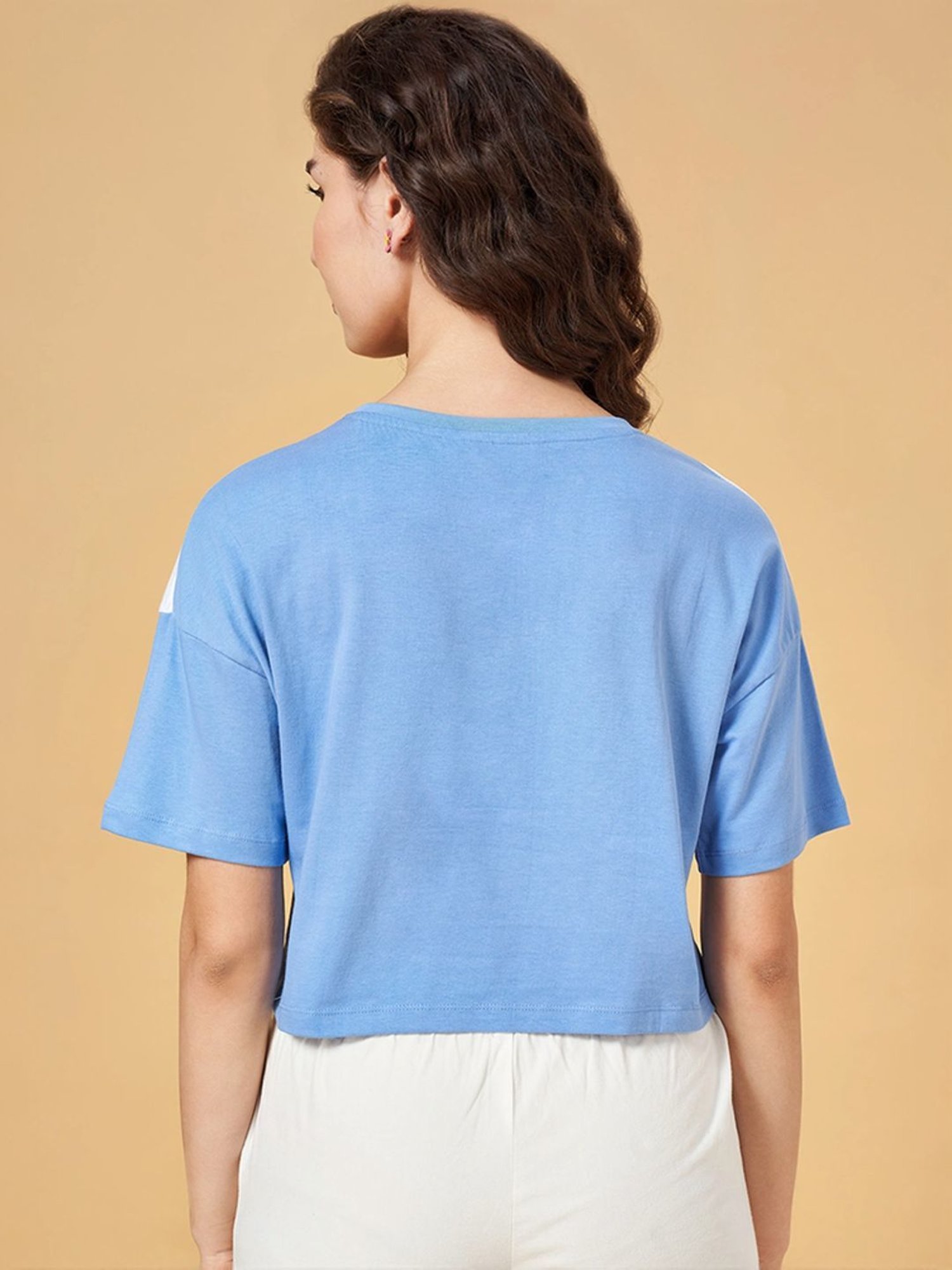 Honey by Pantaloons Blue Cotton Printed T-Shirt