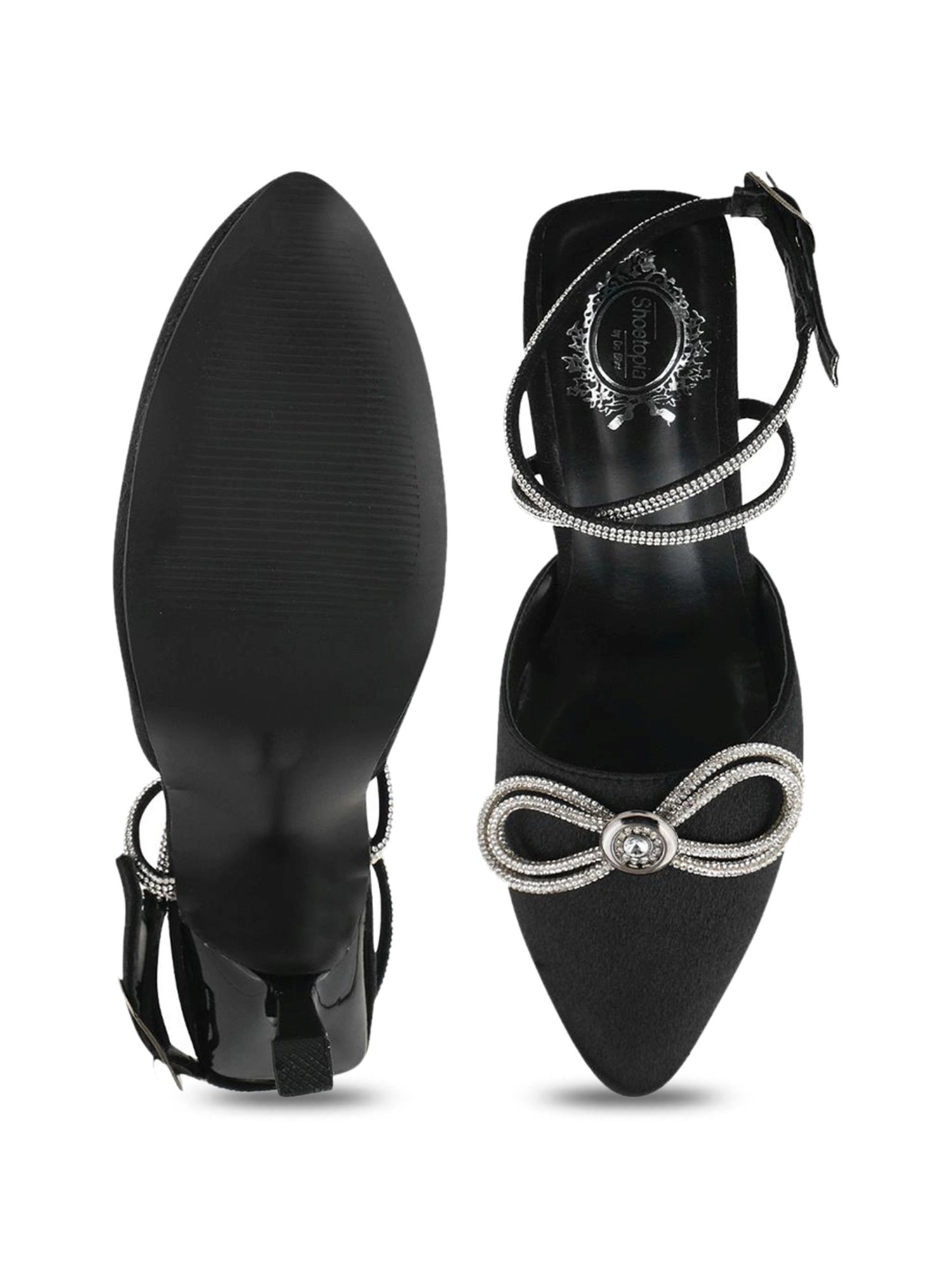 Shoetopia Women's Black Back Strap Stilettos