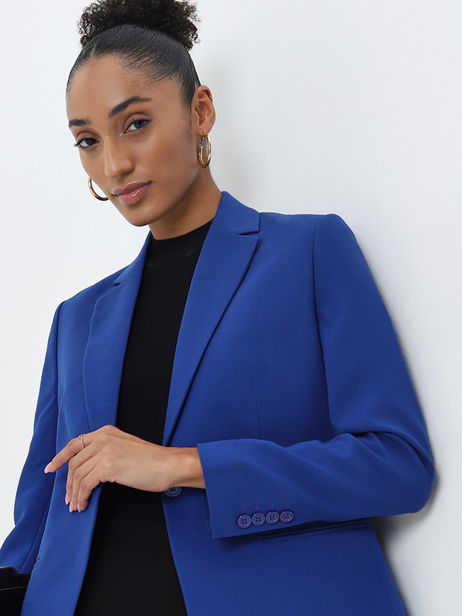 Wardrobe by Westside Blue Solid Blazer