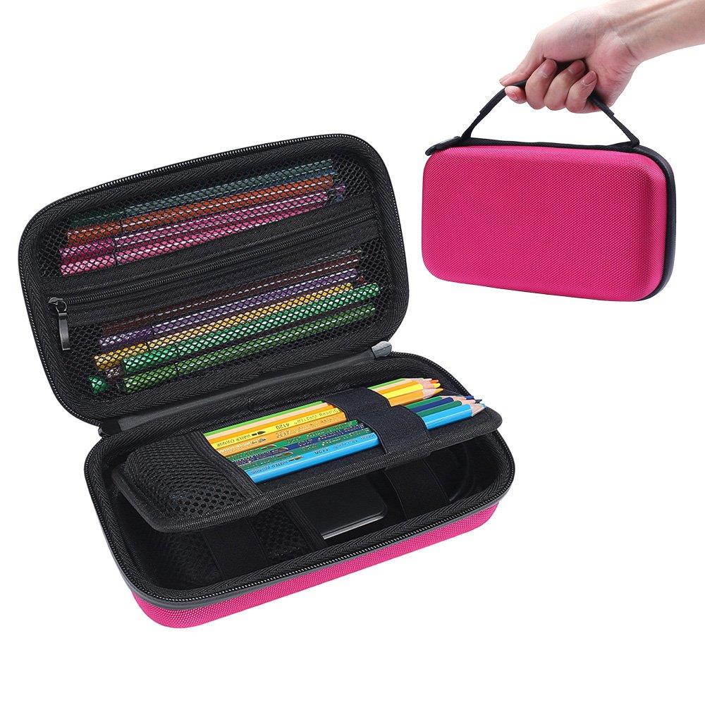 Big Capacity Multifunction Pencil Case - MASiKEN Hard Stationery Pencil Pen Case Storage Bag Pouch (Pink)