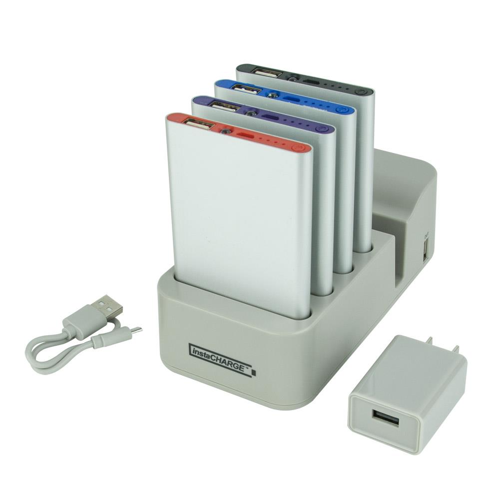 instaCHARGE Grab & Go 4-Pack 4000mAh Power Banks & Charging Station, Black