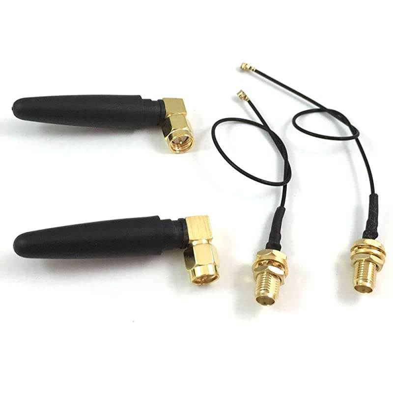 WiFi Antenna 2dbi SMA Male Pin Connector with Mini PCI UFL to SMA Female WiFi Pigtail RF113 Cable 15cmPack of 2
