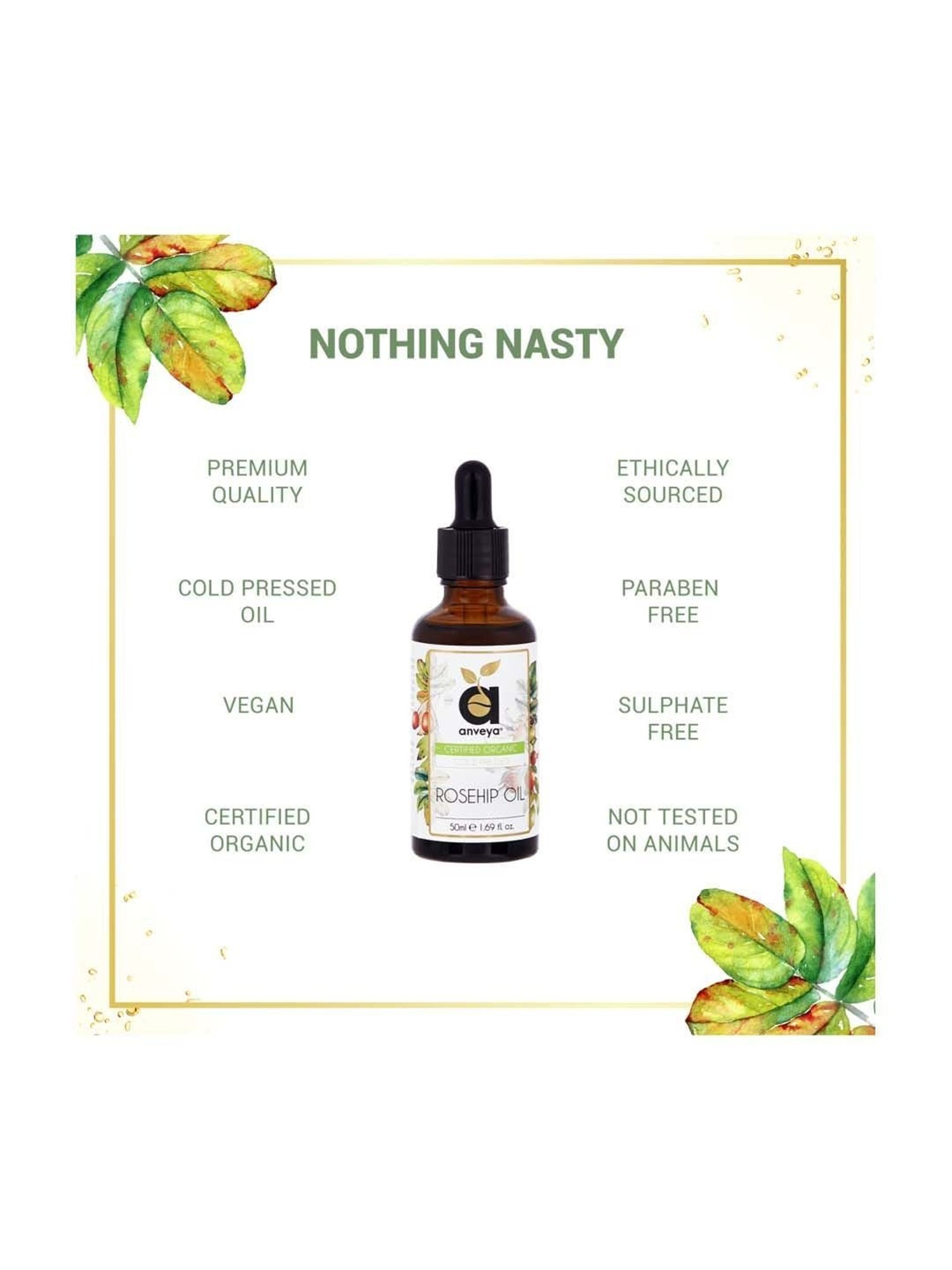 Anveya Rosehip Oil for Face - 50 ml