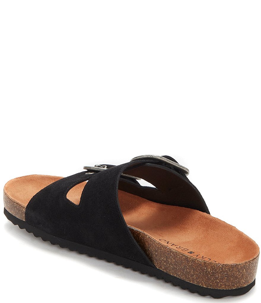Lucky Brand Mella Leather Double Strap Footbed Slides