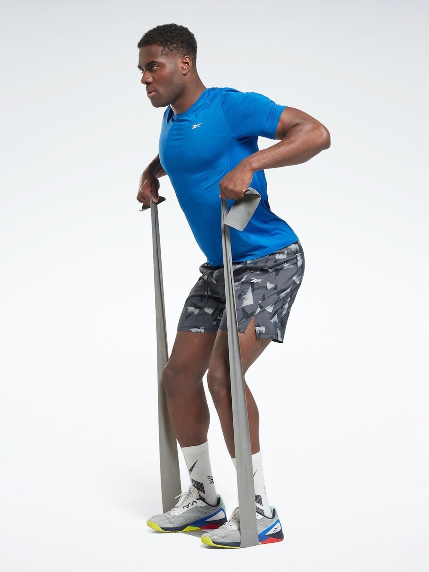 Reebok Grey Regular Fit Printed Sports Shorts