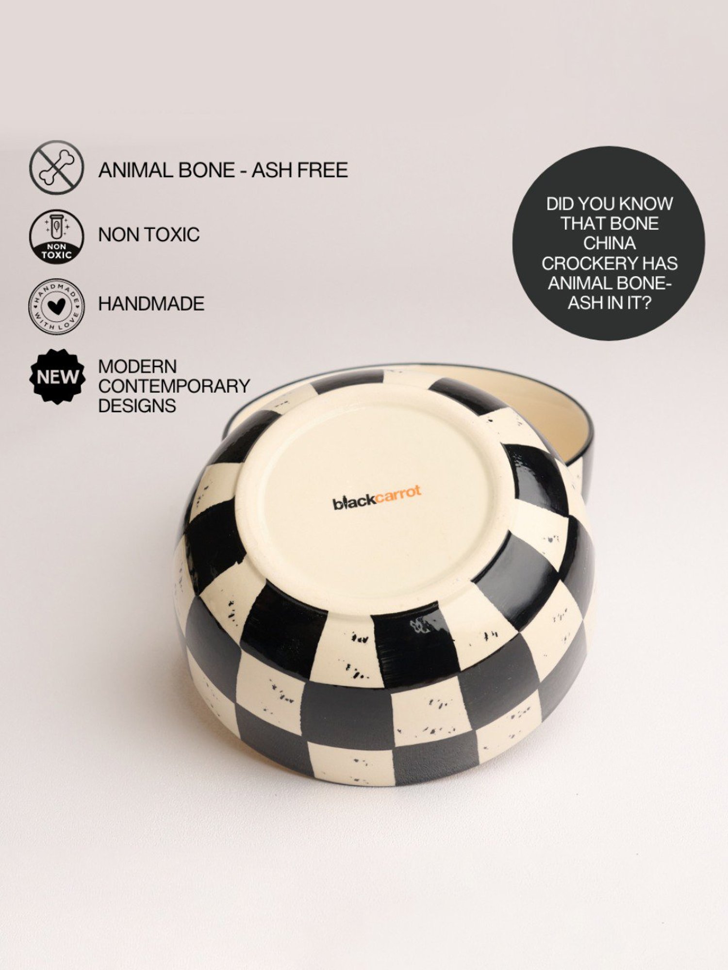 BlackCarrot Black & White Ceramic Serving Bowl