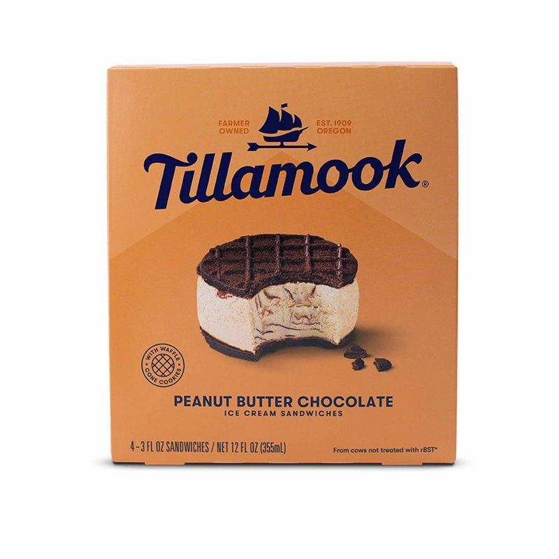 Tillamook Peanut Butter Chocolate Ice Cream Sandwich - 12oz/4ct
