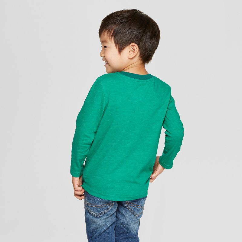 Toddler Boys' Long Sleeve Pocket Henley - Cat & Jack™ Green 12M