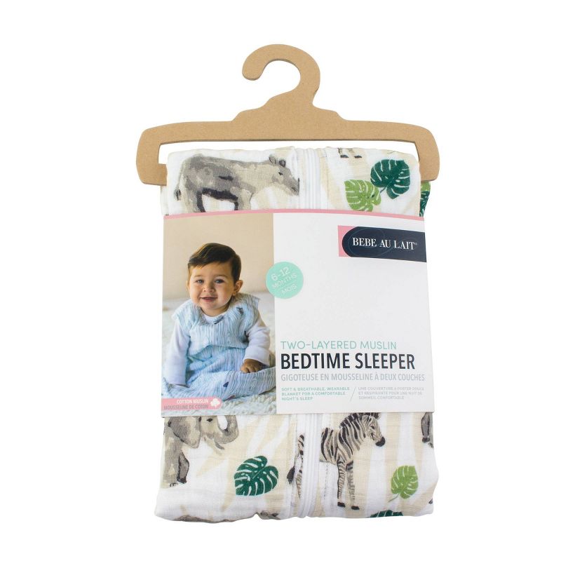 Bebe au Lait Muslin Bedtime Swaddle Wrap - 6-12 Months Jungle